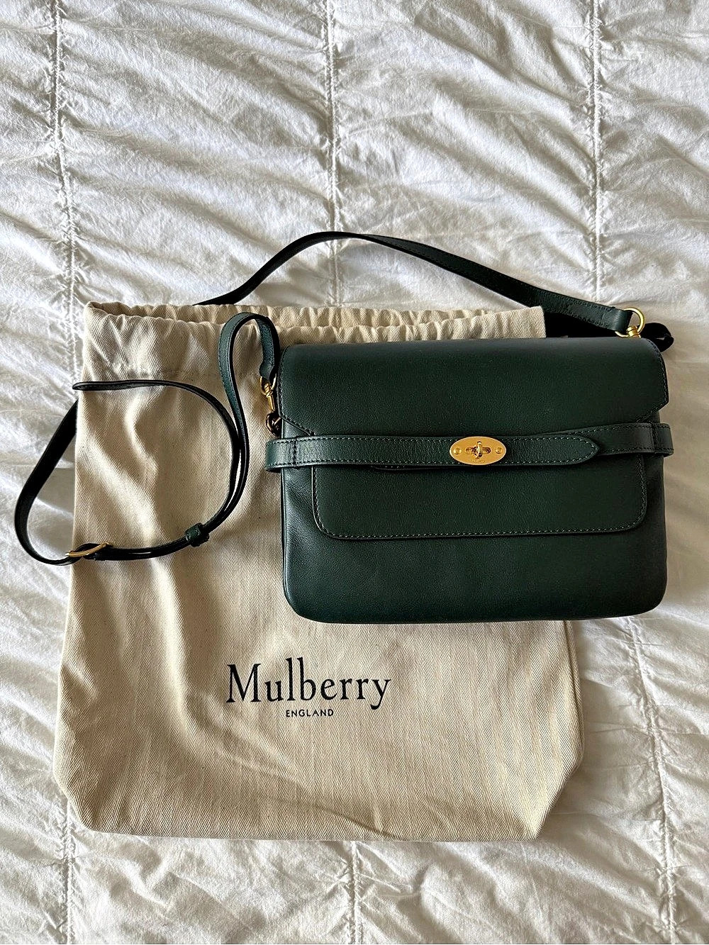 Mulberry Belted Bayswater Satchel - Mulberry Green Leather - Excellent Cond.